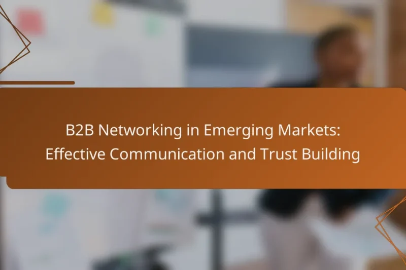 B2B Networking in Emerging Markets: Effective Communication and Trust Building