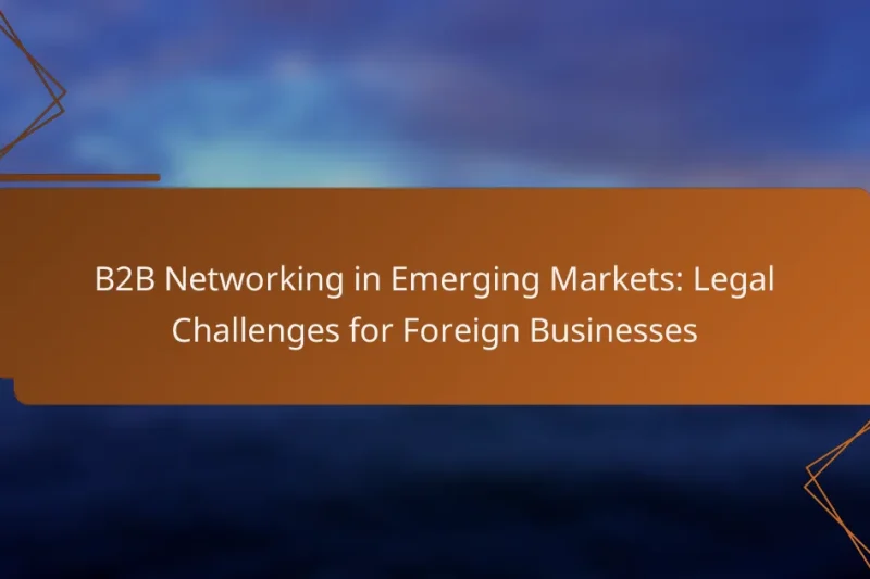 B2B Networking in Emerging Markets: Legal Challenges for Foreign Businesses