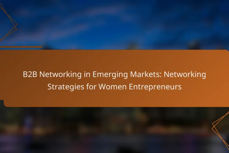 B2B Networking in Emerging Markets: Networking Strategies for Women Entrepreneurs