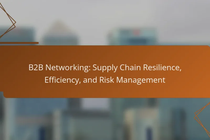 B2B Networking: Supply Chain Resilience, Efficiency, and Risk Management