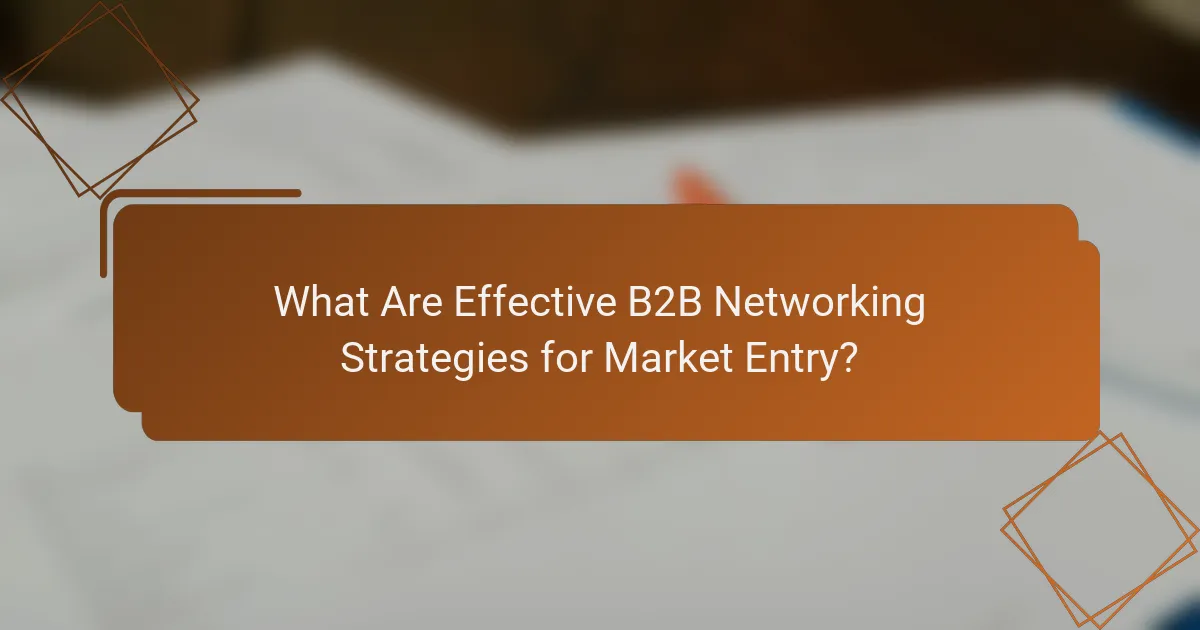 What Are Effective B2B Networking Strategies for Market Entry?