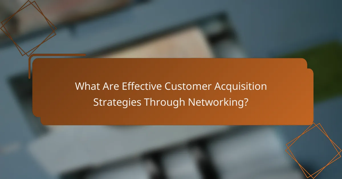 What Are Effective Customer Acquisition Strategies Through Networking?