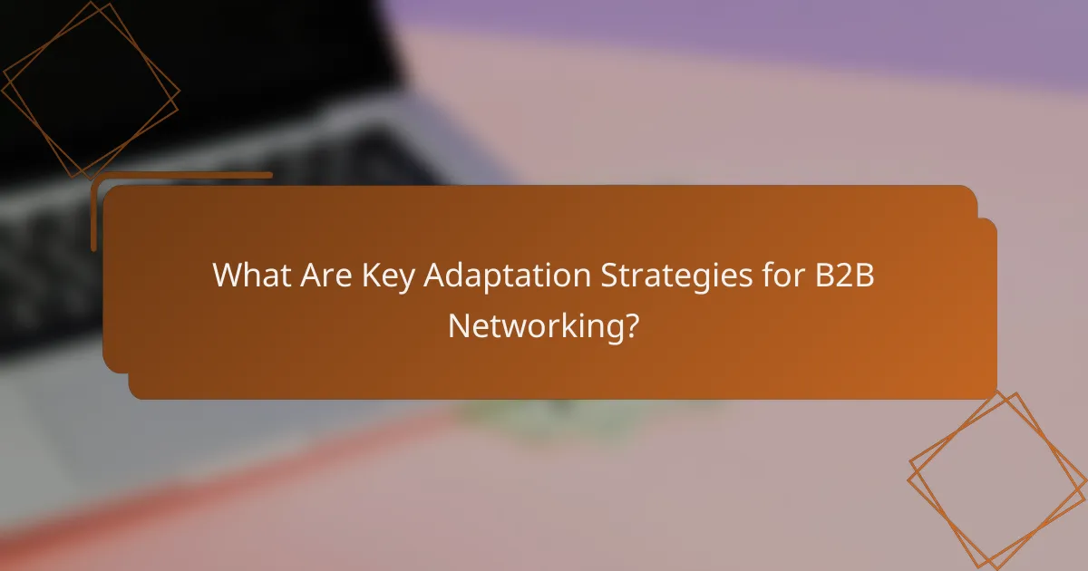 What Are Key Adaptation Strategies for B2B Networking?