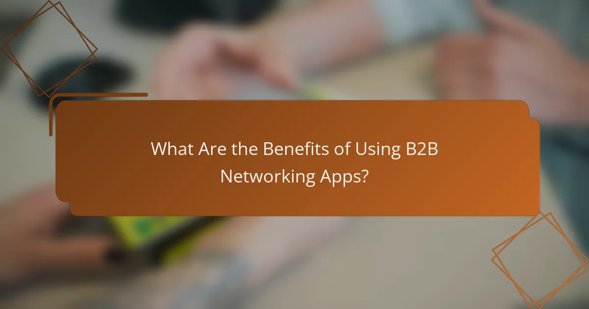 What Are the Benefits of Using B2B Networking Apps?