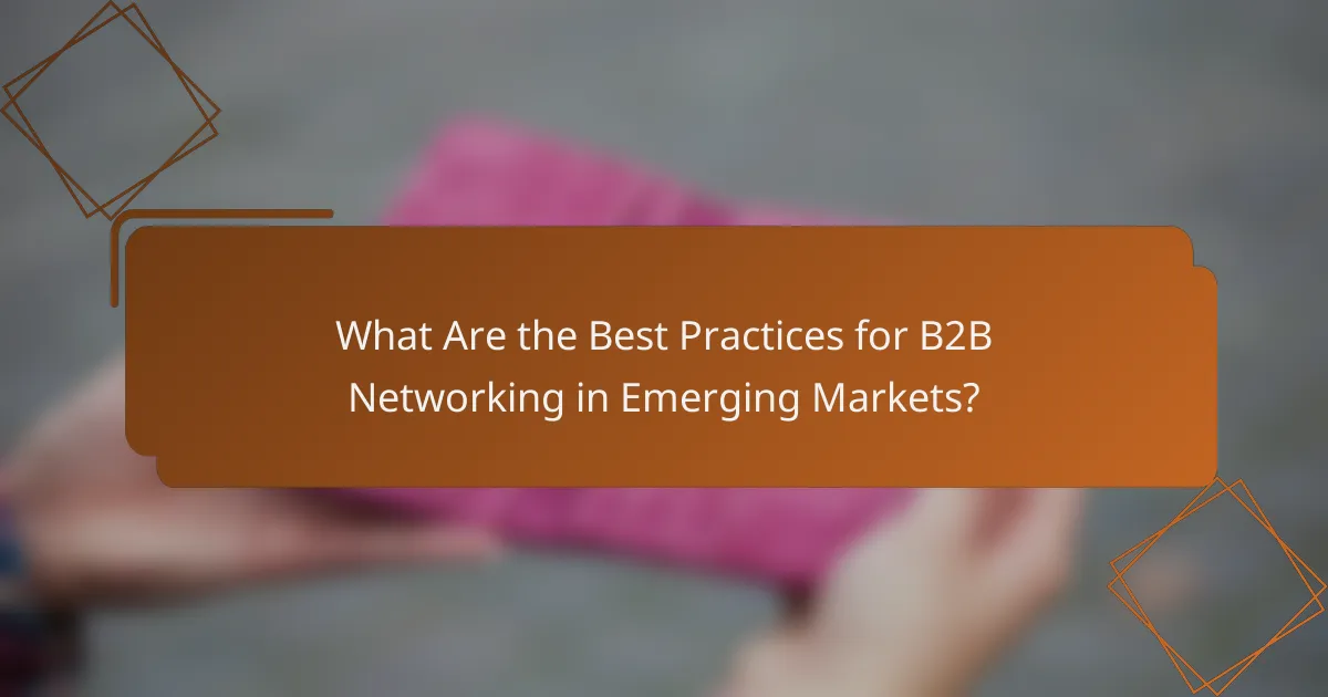 What Are the Best Practices for B2B Networking in Emerging Markets?