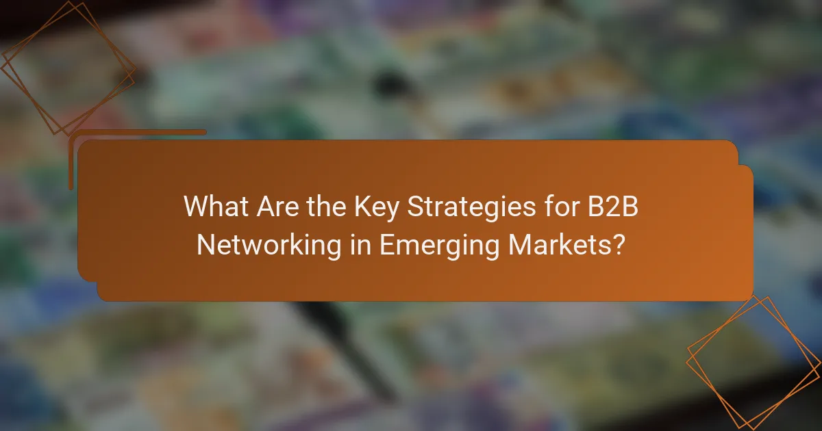 What Are the Key Strategies for B2B Networking in Emerging Markets?