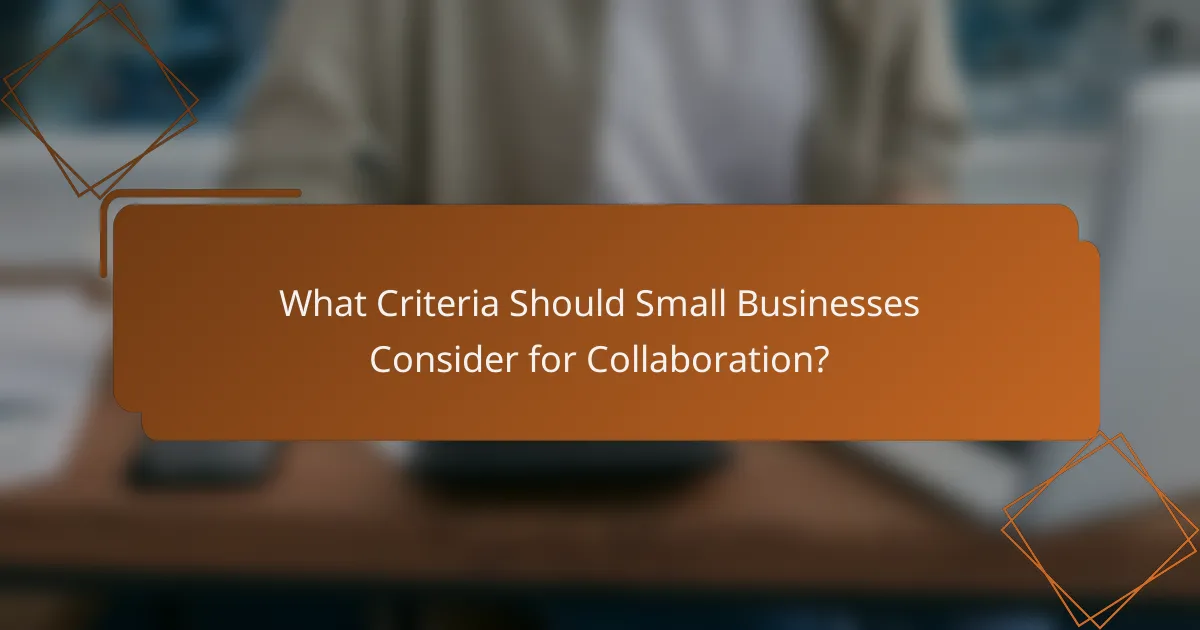 What Criteria Should Small Businesses Consider for Collaboration?
