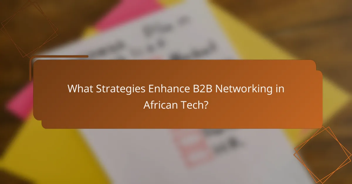 What Strategies Enhance B2B Networking in African Tech?